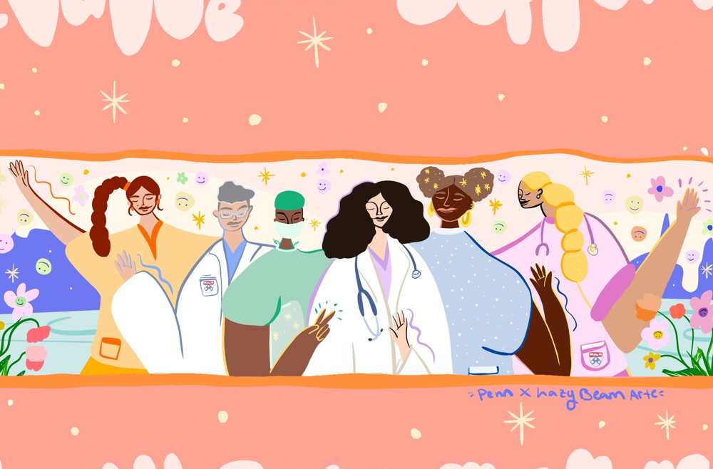 Digital artwork of health care workers
